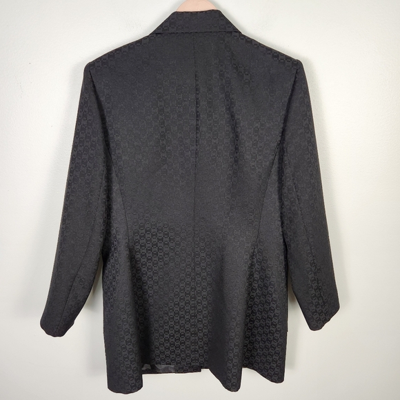 EUC Le Suit Black Embossed Longline Blazer Dress Jacket Coat Career (16) #0364 - Picture 5 of 9